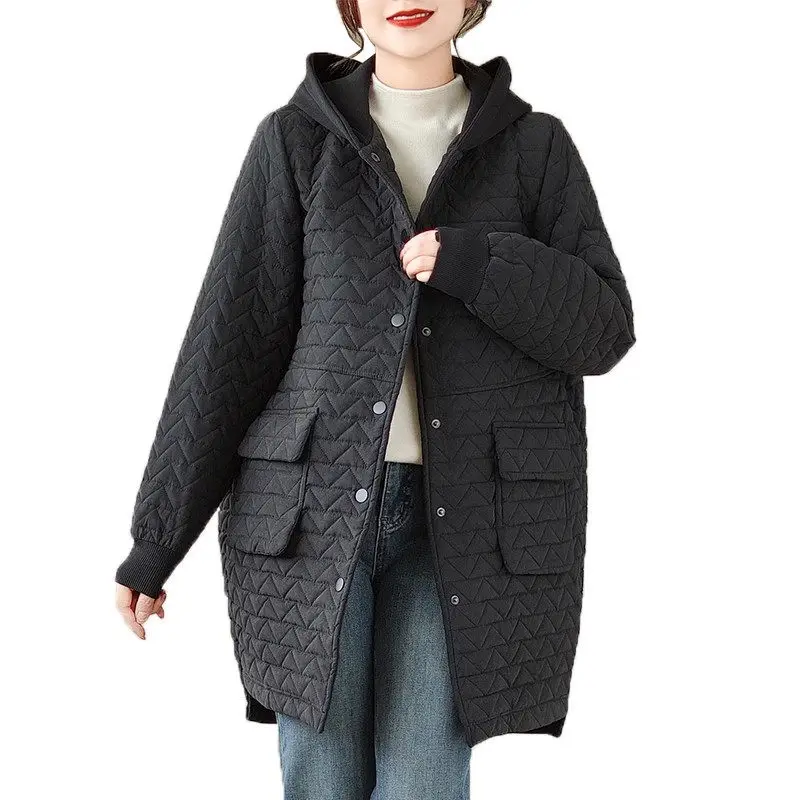 Women Clothing 2023 New Arrivals Winter Hooded Loose Korean Style Large Size Quilted Jacket Lightweight Casual Cotton Coat Z3406