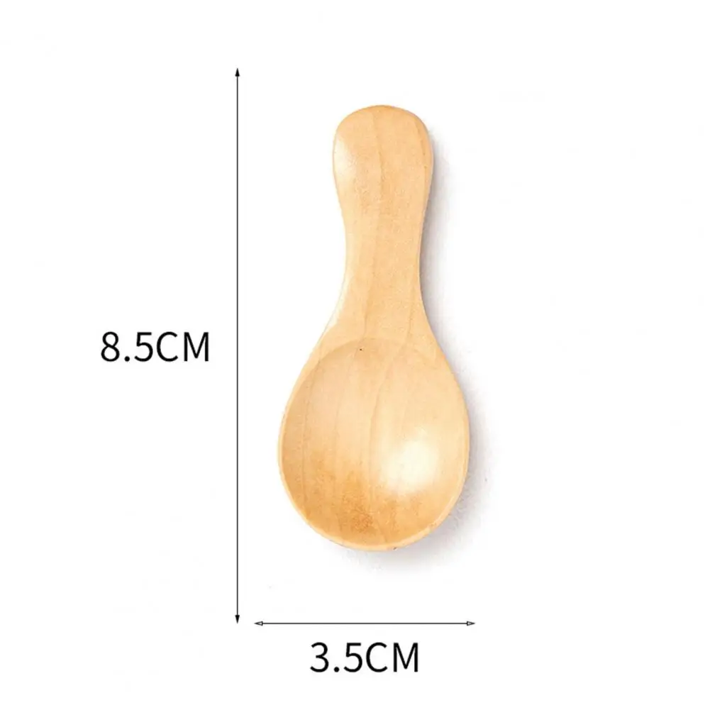 Handle Mini Natural Wooden Spoon Scoop Tea Honey Coffee Condiment Salt Seasoning Sugar Spoon Ice Cream Roung Scoop
