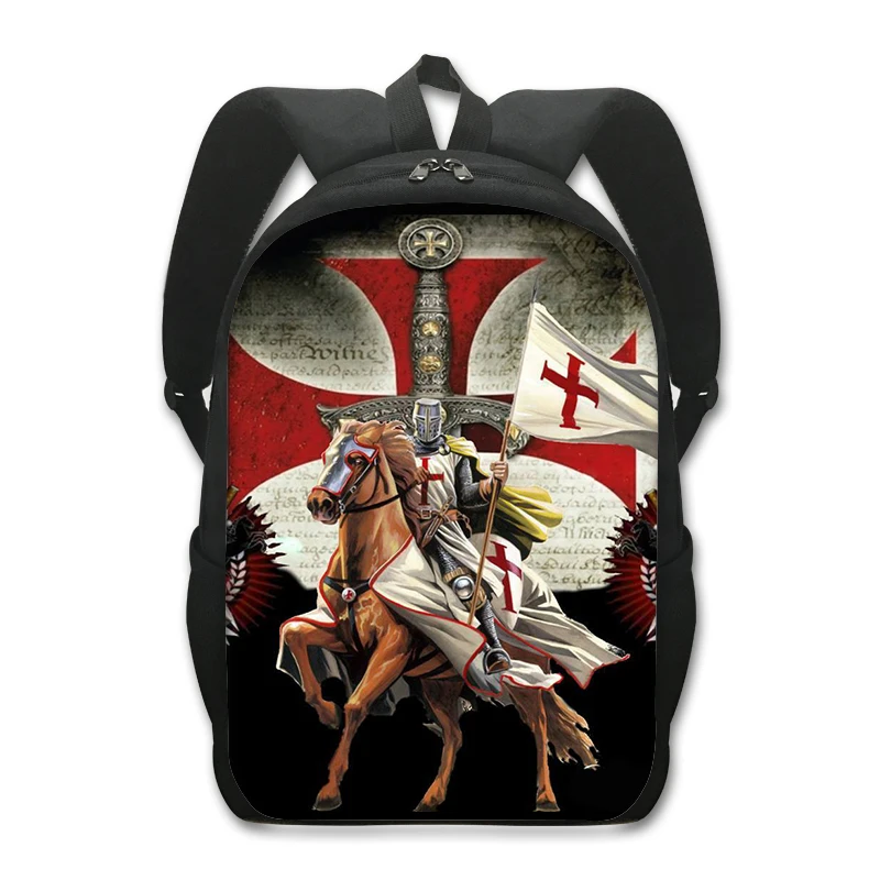 Knights Templar Print Backpack for Teeanger Boys Girls Rucksack Children School Bags Distressed Cross Men Travel Bag Bookbag