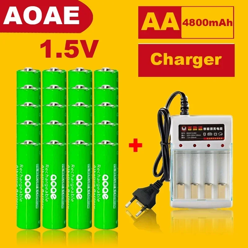 

AA Battery 4800mah Rechargeable Battery For Clock Flashlight MP3 Player Toy 1.5V Alkaline battery Alarm VS NI-MH Battery+charger