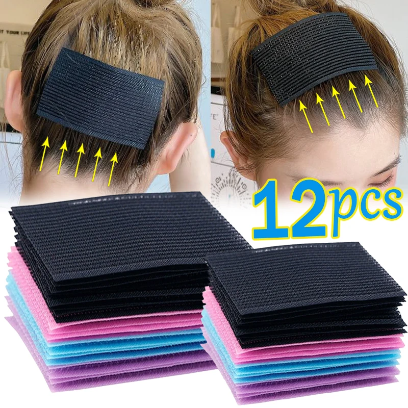 

6/12Pcs Solid Color Bangs Magic Paste Posts Hair Sticker Clip Women Tape Fringe Hair Bang Patch Hair Styling Tools Accessory