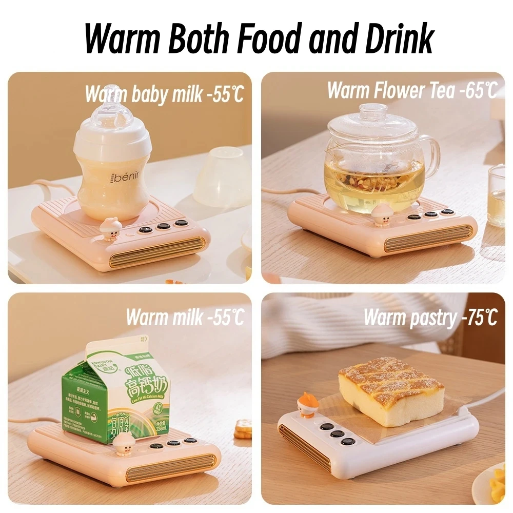 220V Heating Coaster Coffee Cup Mug Warmer Electric Drink Tea Milk Heater with Warm Light 3 Temperature Settings for Home Office