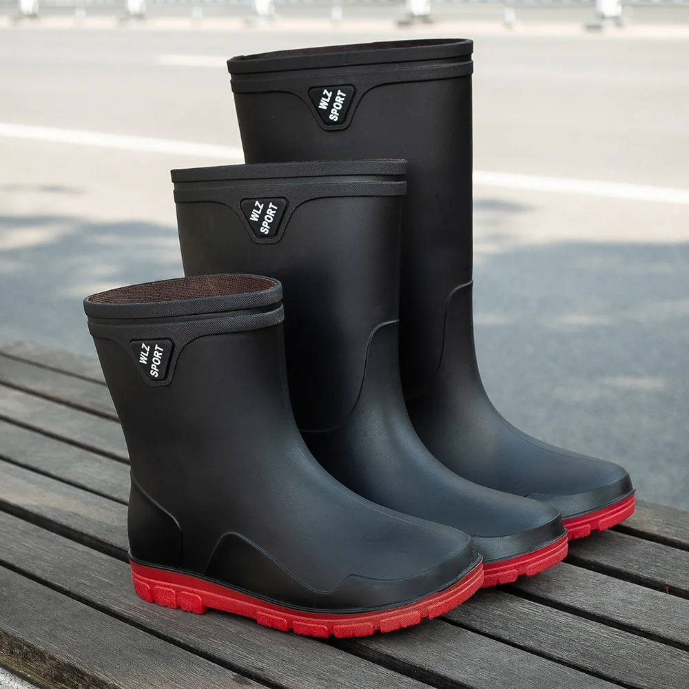 Fashion Women's Large Size Short Tube Medium Tube High Tube Waterproof Rain Boots Outdoor Work Rubber Boots Platform Boots