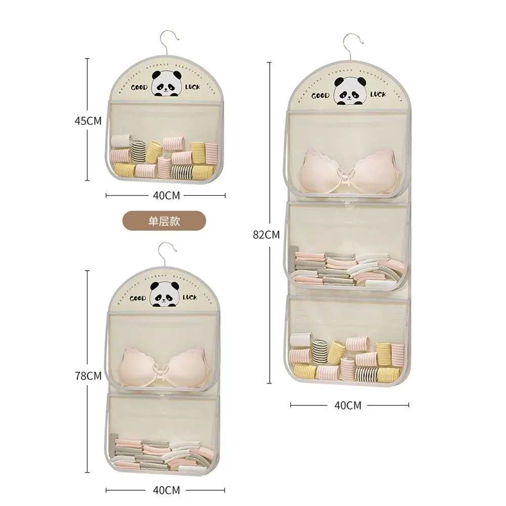 Multi-layer Hanging Storage Mesh Bag Wardrobe Organization Artifact Large Capacity Socks Storage Bags Multi-function Panda 6