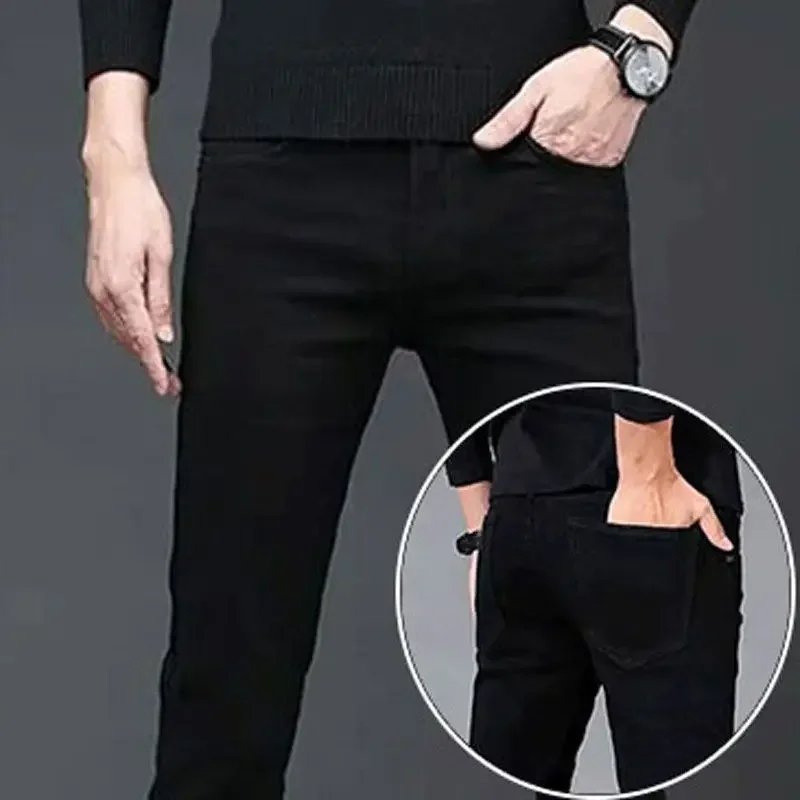 thumbnail image 1 of Pantalones ajustados para hombre, pantalones vaqueros con bolsillos, pantalones vaqueros negros ajustados para hombre, pantalones casuales ajustados, baratos, talla grande, de lujo, novedad de 2025, 1 of 5
