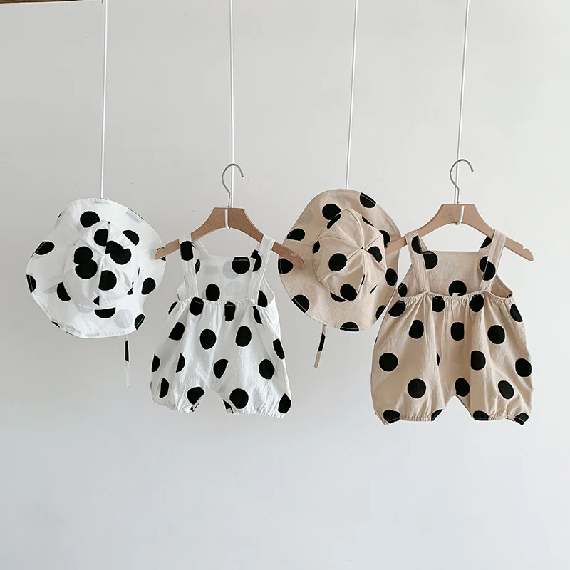 Summer Baby Rompers Dot Overalls Jumpsuit for Infant Girls and Boys