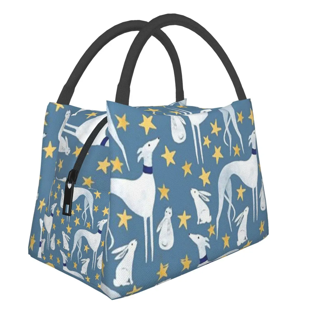 

Hare And Stars Cooler Lunch Bag Fashion Ctue Greyhound Dog Bags Women Hand Pack Thermal Breakfast Box Portable Picnic Travel