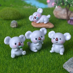 Cute Cartoon Koala Figurines Set for Home and Room Decor, DIY Desktop Accessories (Solid color)
