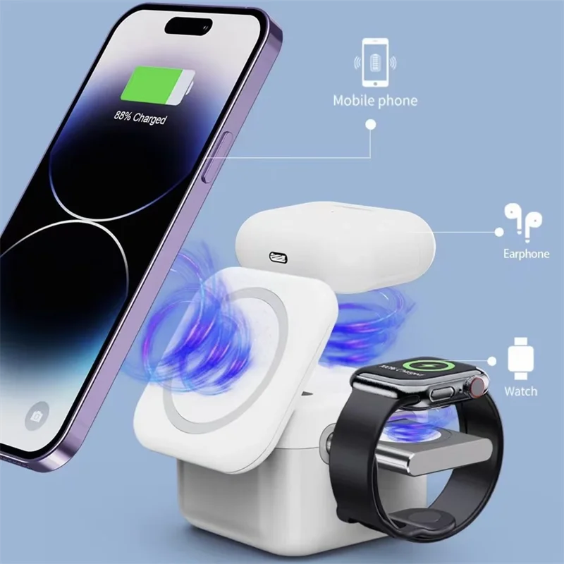 H31 Magsafe Caricatore Wireless Magnetico Ricarica Rapida Mobile Per Apple Iphone13/14Promax Airpods Base 3 In 1 Può Essere Conservato Nascosto