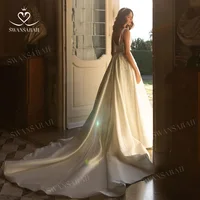 V-neck Sleeveless Wedding Dress 2025 Beading Open Back customized Princess Bride Gown SwanSarah P277 Vestido De Novia 2