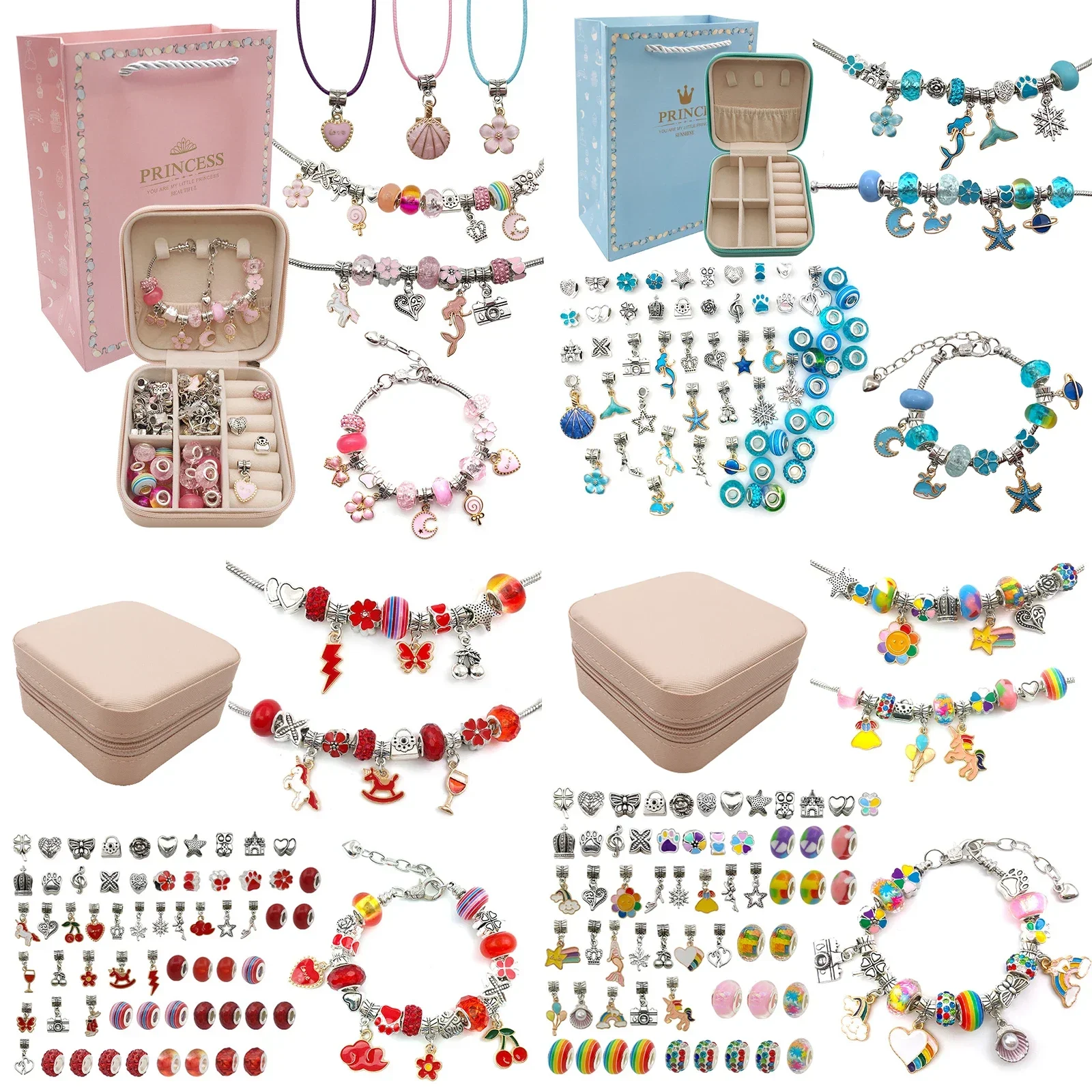 Beaded jewelry kit jewellery making kit friendship bracelet making kit Charm Bracelet Making Kit 66 Pcs for Girls