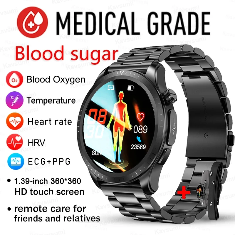 

2023 New Blood Sugar Smartwatch 1.39 -inch 360*360 HD Touch Large Screen ECG Smart Watch Monitoring Non-invasive Blood Glucose