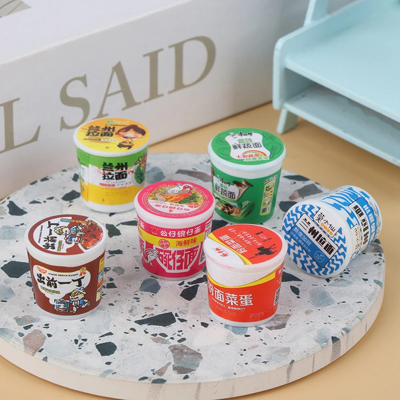 5pcs Dollhouse Miniature Simulation Instant Noodles Fast Food Model Kitchen Toys Accessories