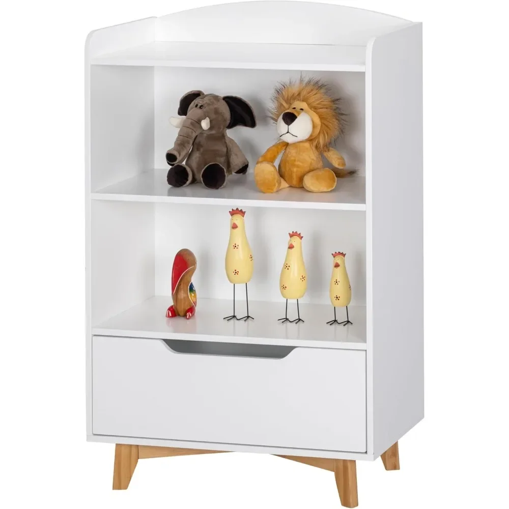 kids Bookshelf,Wood Kids Toy Storage Organizer, Children's Bookcases with Storage and Drawer for Playroom,Bedroom,Nursery School