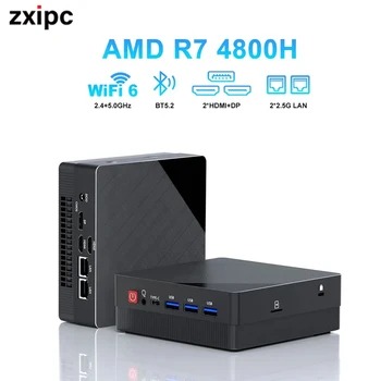 Mini PC Computer da gioco AMD Ryzen7 4800H 5800H 4500U 7530U Tasca Dual HDMI LAN WIFI6 BT 5.2 NUC Computer da ufficio 4300U NVMe 1