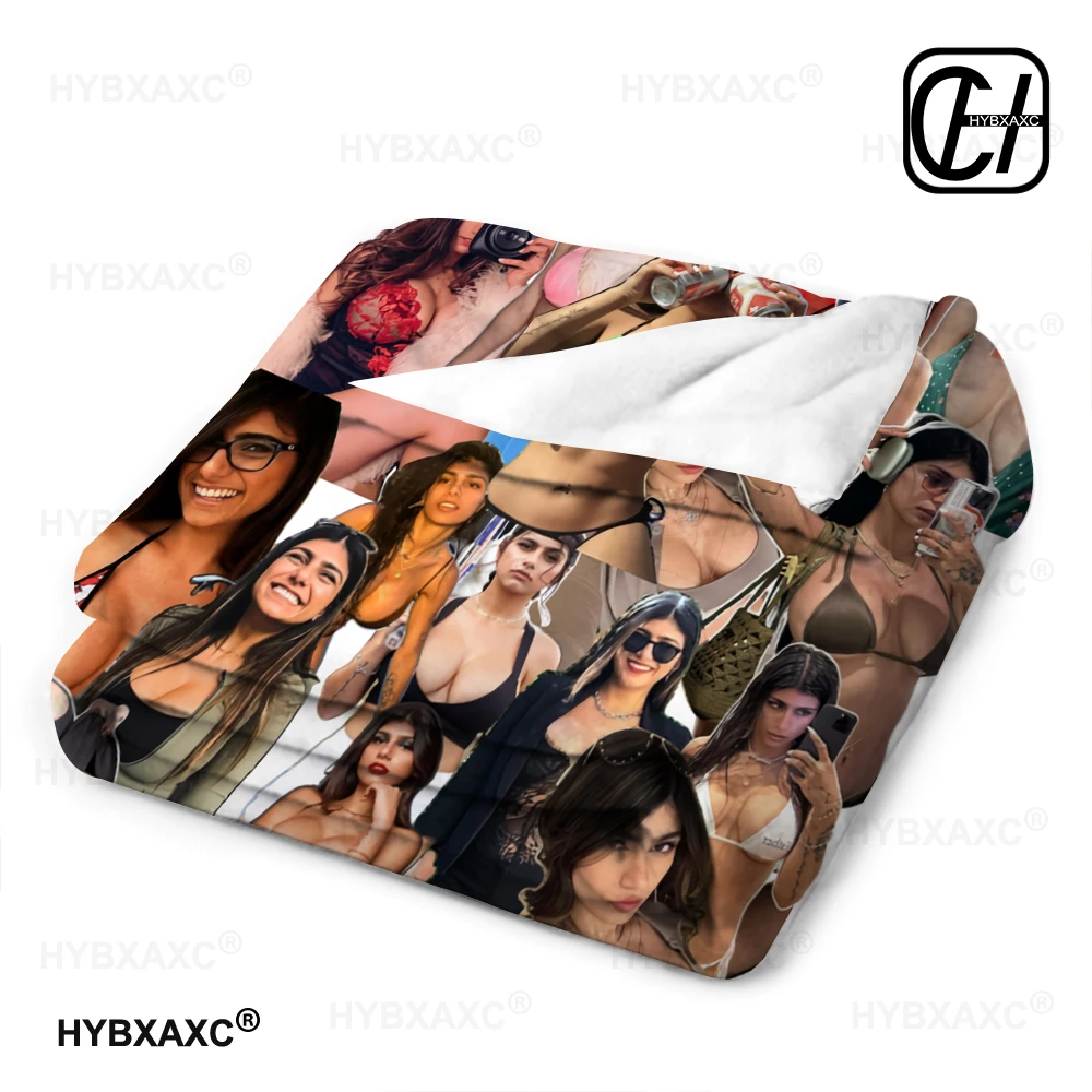 Mia Khalifa Blanket Aesthetic Art Flannel Blanket Portable Home Travel Camping Sofa Picnic Blue Flannel Blanket 6
