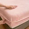 Warm and Thick Elastic Fitted Sheets Solid Color Adjustable Flannel Winter Mattress Cover Velvet Bed Linens 90/160/180/200 Sizes 5