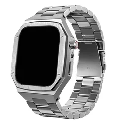 Luxury Stainless Steel Modification Kit with Strap and Case for Series 11 46mm (Silver)