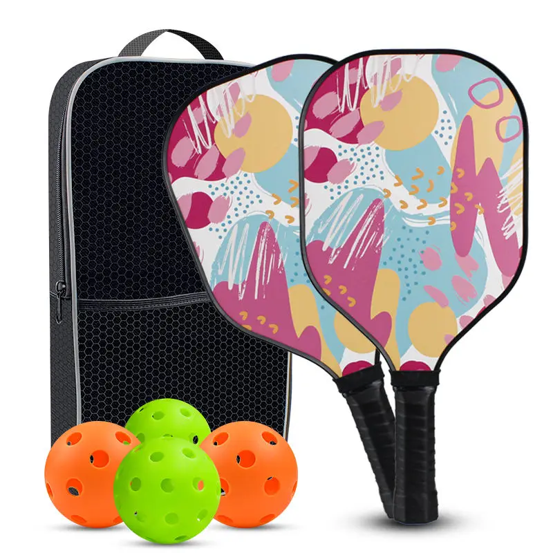 Customize Wood Pickleball Paddles for Beginner Player Sport Pickleball Racket Set of 2 Paddles 4 balls Carry Bag