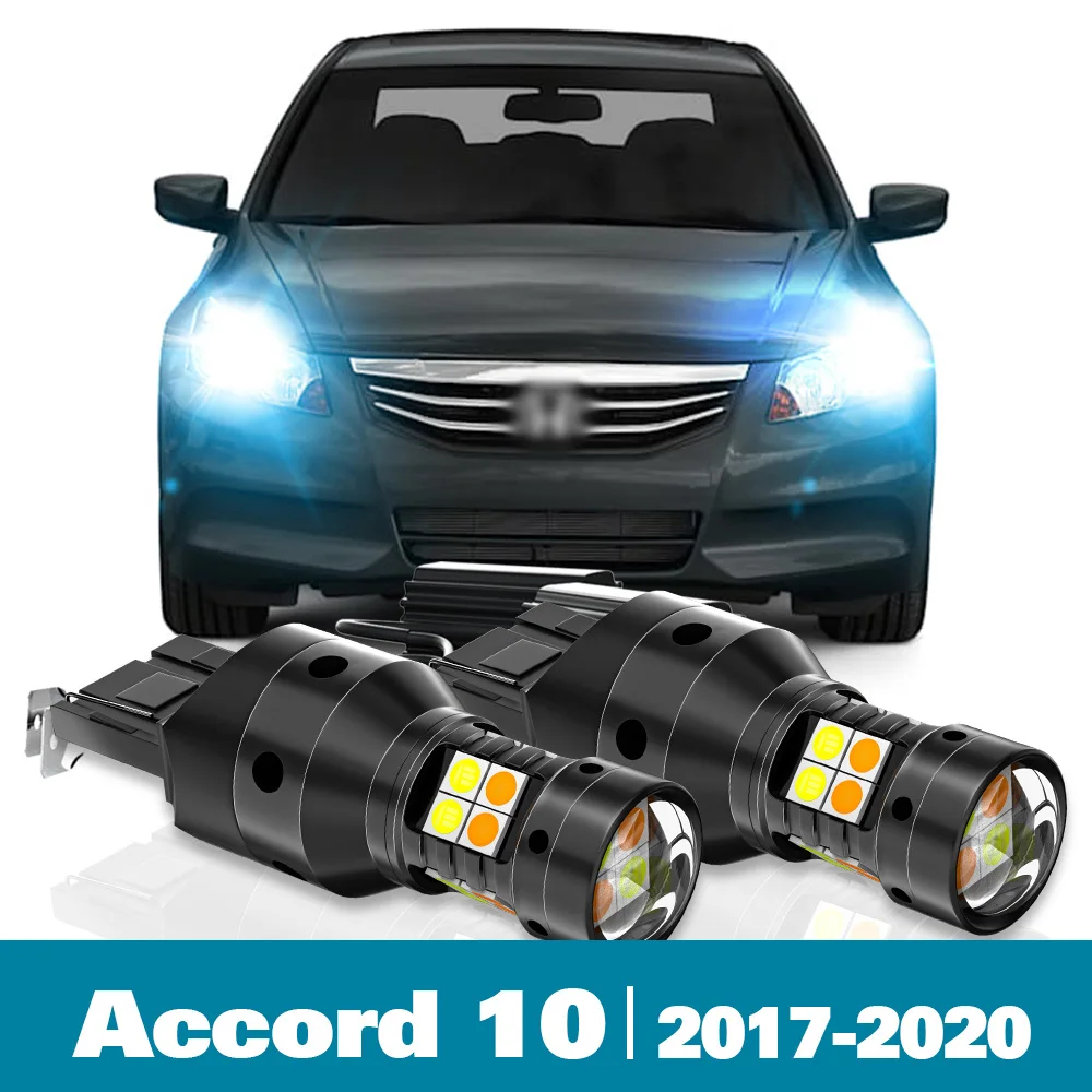 

2pcs LED Dual Mode Turn Signal+Daytime Running Light DRL Canbus For Honda Accord 10 Accessories 2017-2020 2018 2019