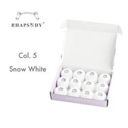 Rhapsody Pearl Cotton Crochet & Embroidery Thread Set - 12 Balls of Premium Mercerized Egyptian Cotton - Size 8 (5 Snow White)