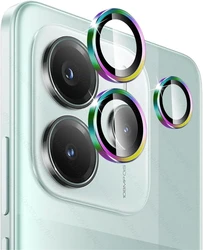 Premium Aluminum Alloy Camera Protector Case with Metal Ring Lens Glass for RedmiNote14 4G (Colorful-03)