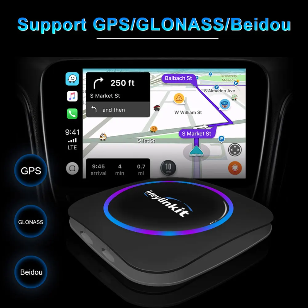 

iHeylinkit Mini Ai Box Apple CarPlay Wireless Android Auto Custom UI Interface Mobile Apps Netflix YouTube 4G LTE Smart Link GPS