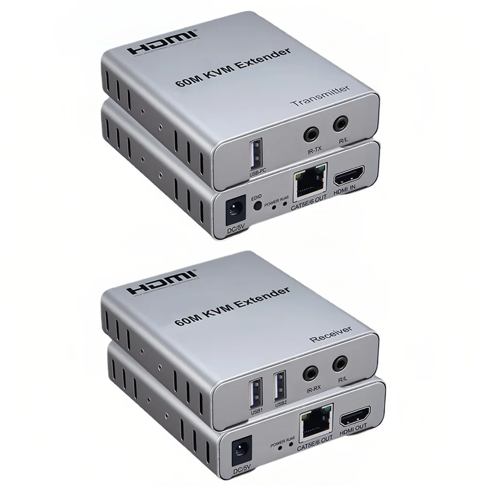 60M USB KVM HDMI Extender 1080P über CAT5e Cat6 RJ45 Ethernet Kabel Audio Video Sender Empfänger Signal erweiterung Konverter – Detail 11