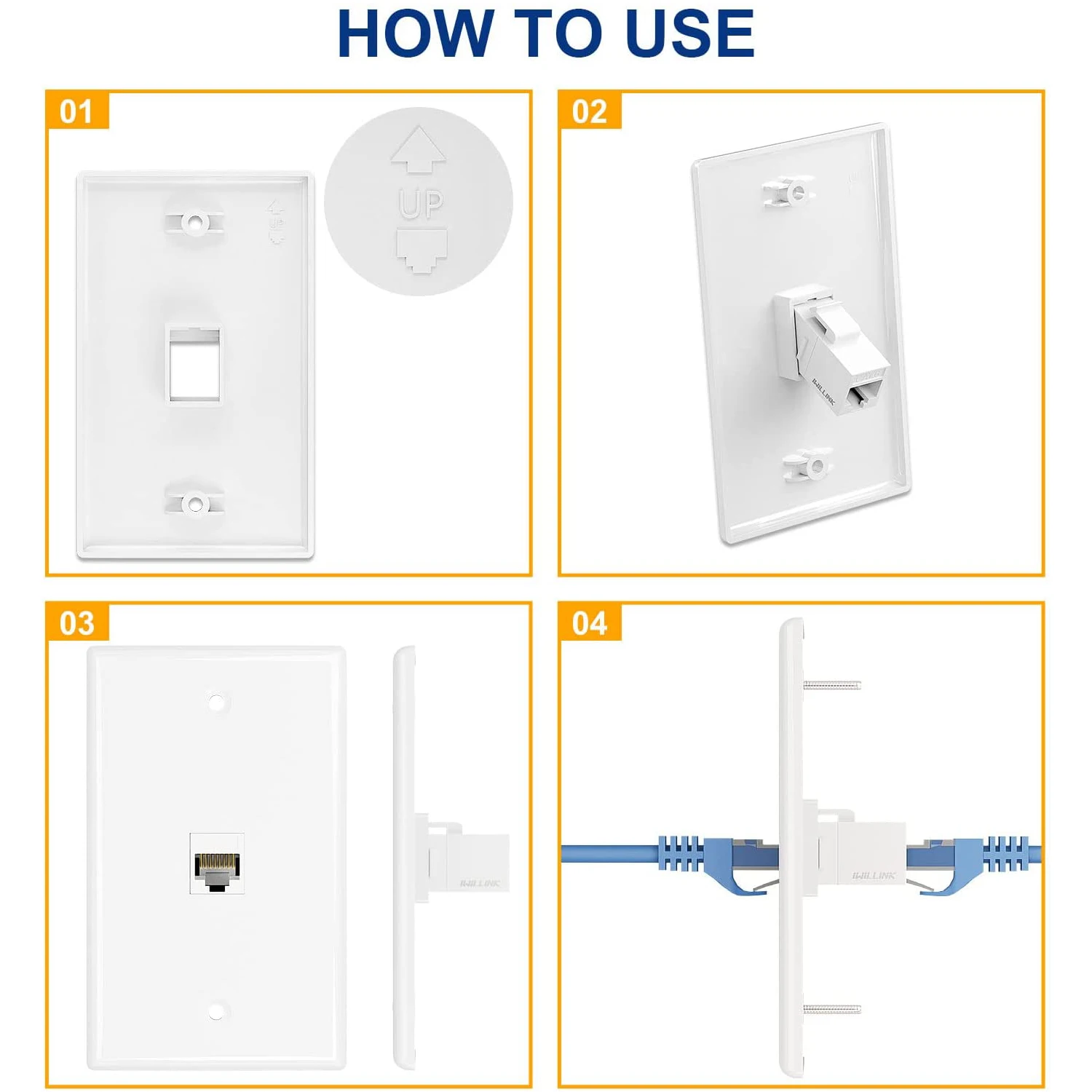 ZoeRax-Placa de pared Keystone Jack, placa frontal de EE. UU., placa de pared Ethernet de bajo perfil, placa frontal de una sola banda para acoplador Keystone-1 piezas