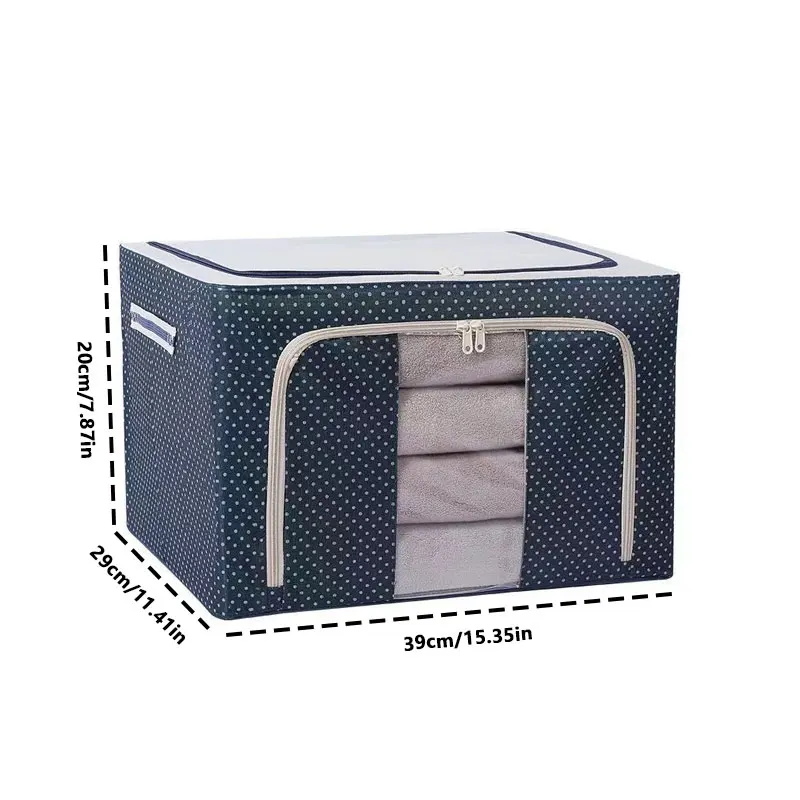 1PC Oxford Cloth Storage Box Fabric Folding Steel Frame Box Quilt Bag Clothes moisture-proof Organising Box Large Size 6