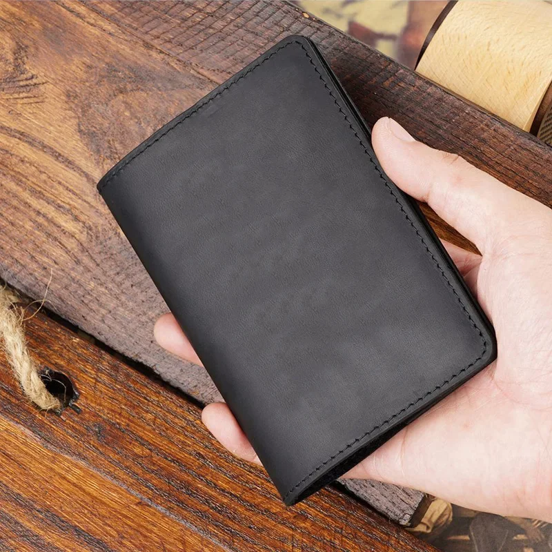Unisex Plain Custom Engraved Genuine Leather RFID Passport Holder with Vacancy Blank Personalized Travel Document Case