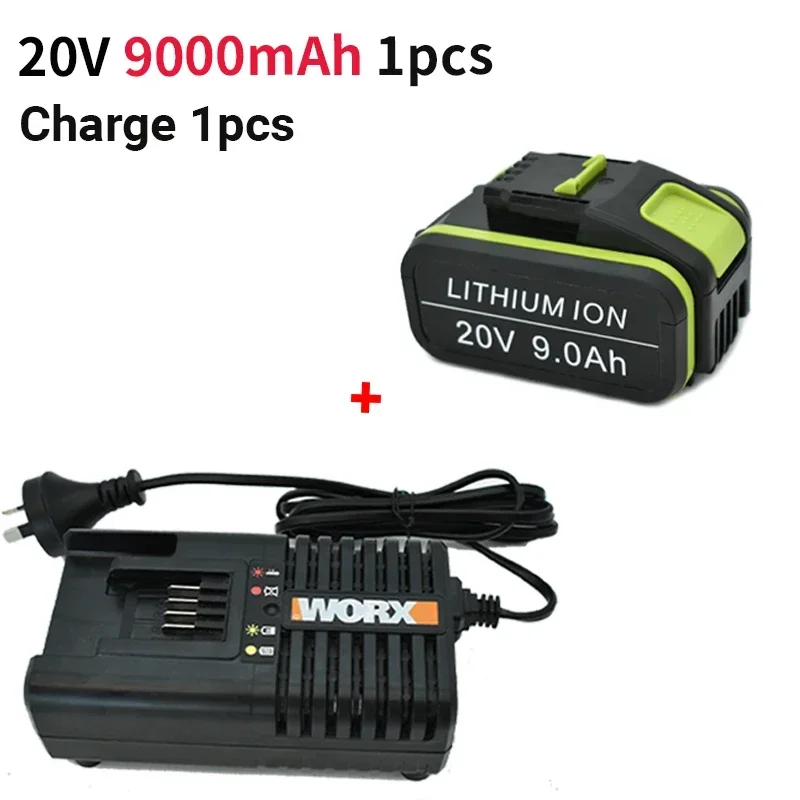 WORX-batería de litio recargable con cargador, herramienta eléctrica de repuesto, 20V, 9Ah, WA3551, WA3553, WX390, WX176, WX178, WX386, WX678