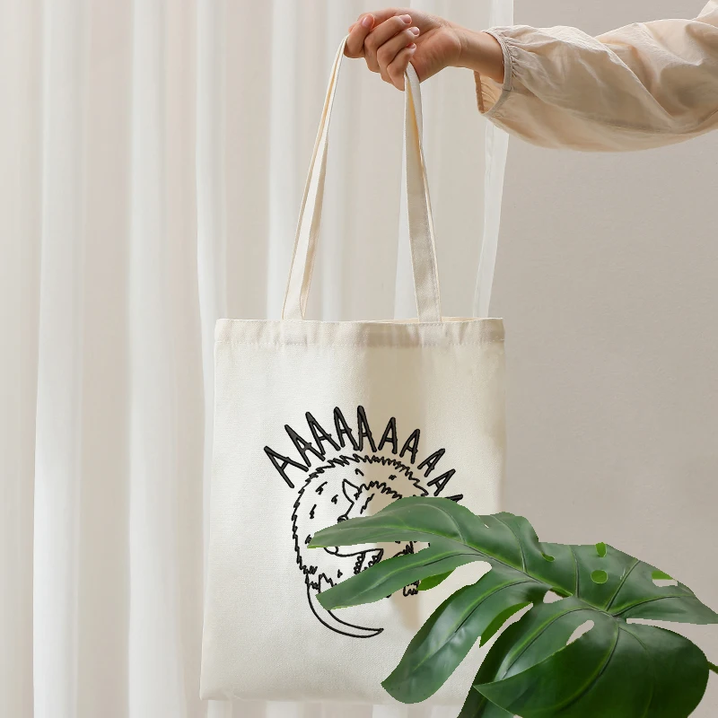 Screaming Possum Pattern Tote Bag Canvas Shoulder Bag for Travel Women's Reusable Shopping for Back to School Girls Hangbag