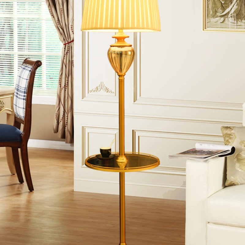 

Simple and luxurious crystal American floor lamp creative multifunctional living room bedroom sofa corner with