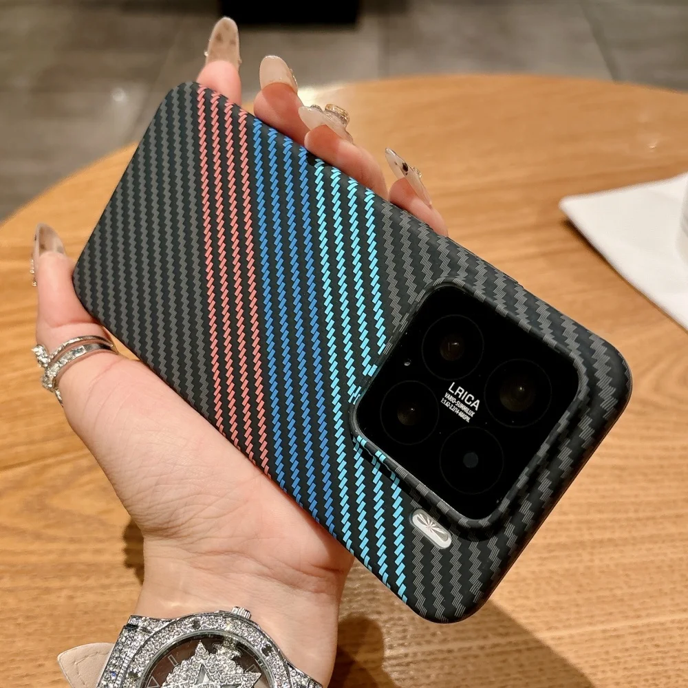 Luxury Ultra Thin Magnetic Carbon Fiber Texture Case - Shockproof Hard Matte Cover, Wireless Charging Compatible