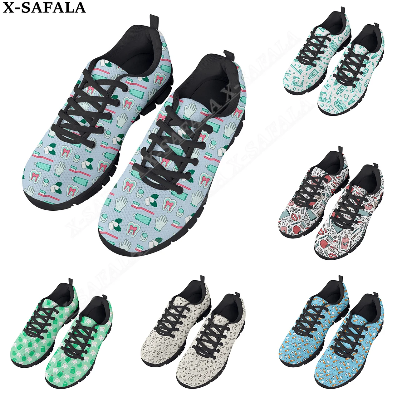 

Dental Care Tools Pattern Print Unisex Casual Basic Daily Sport Shoes Breathable Lightweiht Lace Up Sneakers Men Woman-3