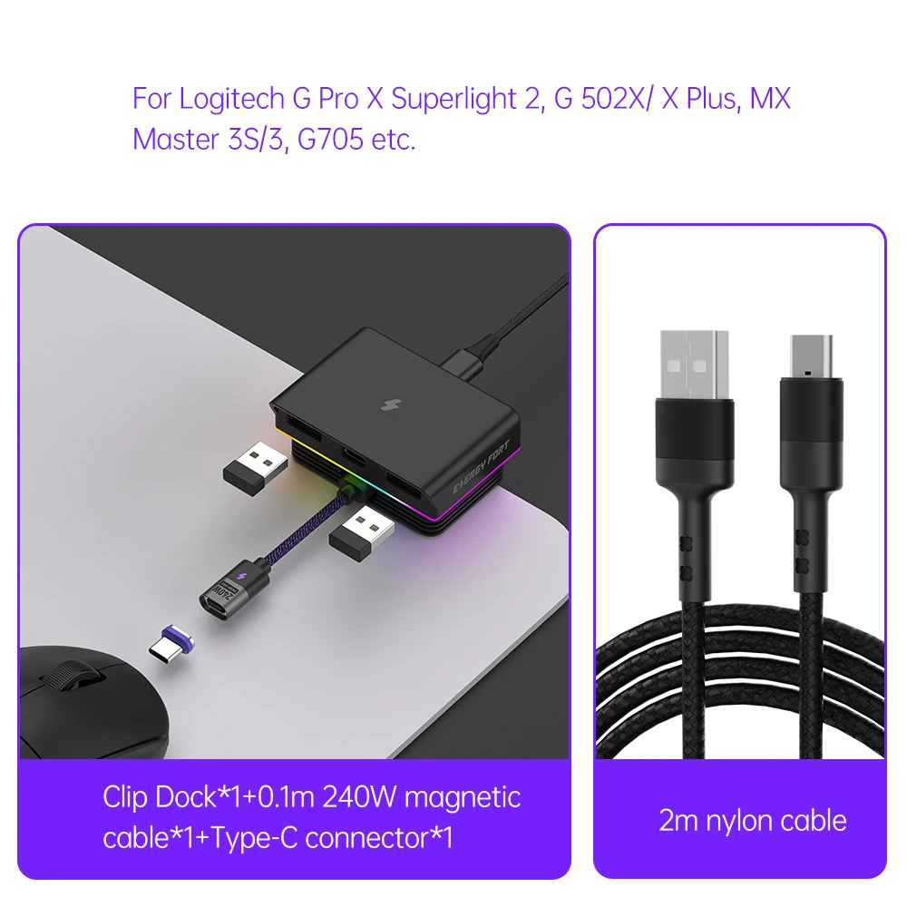 Magnetic Charging Dock For Logitech G Pro X Superlight & MX Master Mice – RGB Stand, G HUB Compatible