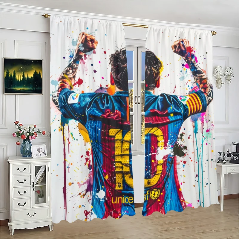 Various Football Number 10 Players -2 pieces - Printed curtains, 100% polyester, suitable for home decor (excluding poles) 2