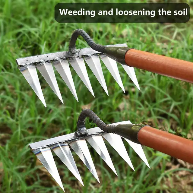 Kiváló Gyep Rake Gyakorlati Gyomnövény Éles Kapa Gyomláló Fém Gerinc Fogakkal Könnyű