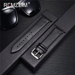 Elegant Blue Genuine Leather Watch Band - Premium Strap Collection - 42mm 44mm 45mm (Black - b)