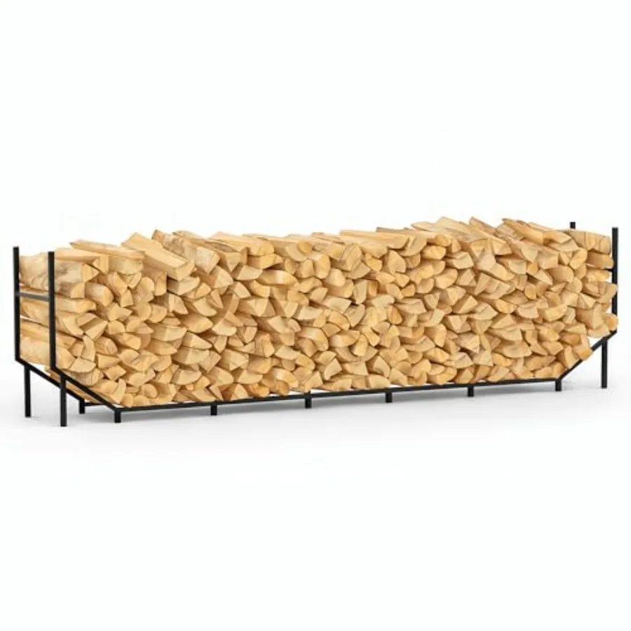 Firewood Rack Outdoor and Indoor Heavy Duty Metal Log Holder Storage Stand 1/2 Cord Wood Rack Stacker with 1000lbs Capacity Fir