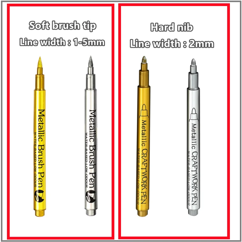 Metallic Brush Marker Set – Gold, Silver & White Permanent Art Pens