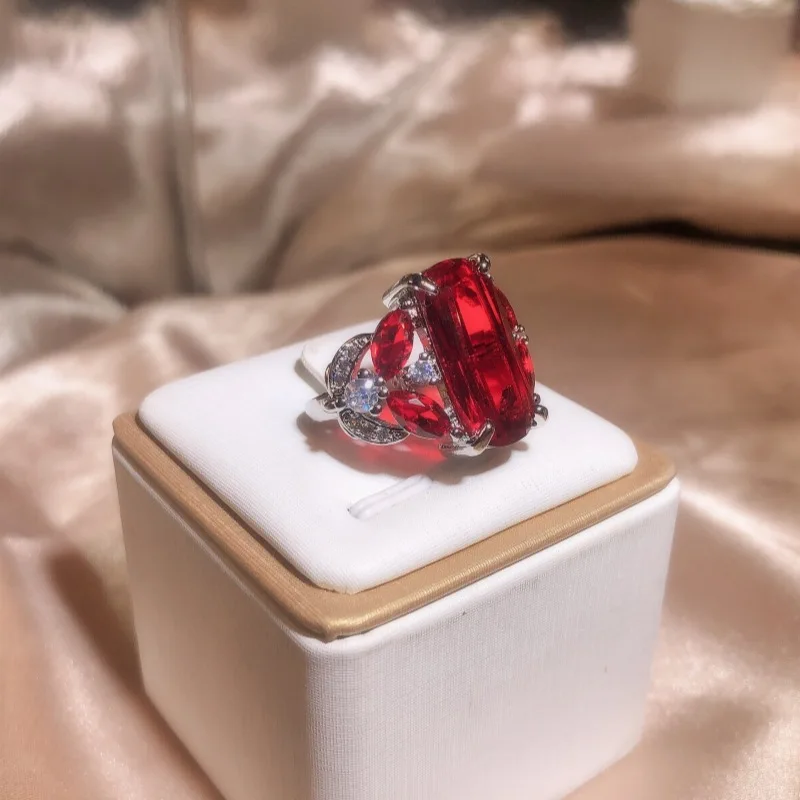 

1005 S925 Sterling Silver Natural Ruby Ring for Females Wedding Bands Fine Silver 925 Jewelry Pure Ruby Gemstone Jewwelry Rings