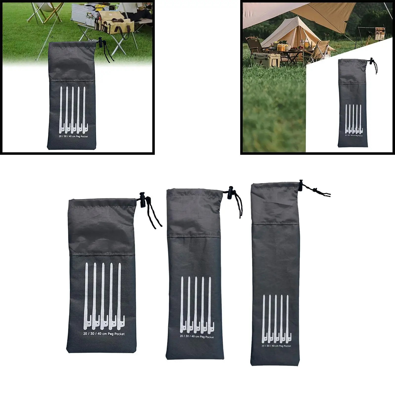 

Tent Stakes Storage Bag Resistant Carrier Tent Pegs Pouch Camping Tent Peg Bag for Tent Fishing Backpacking Travel Gardening
