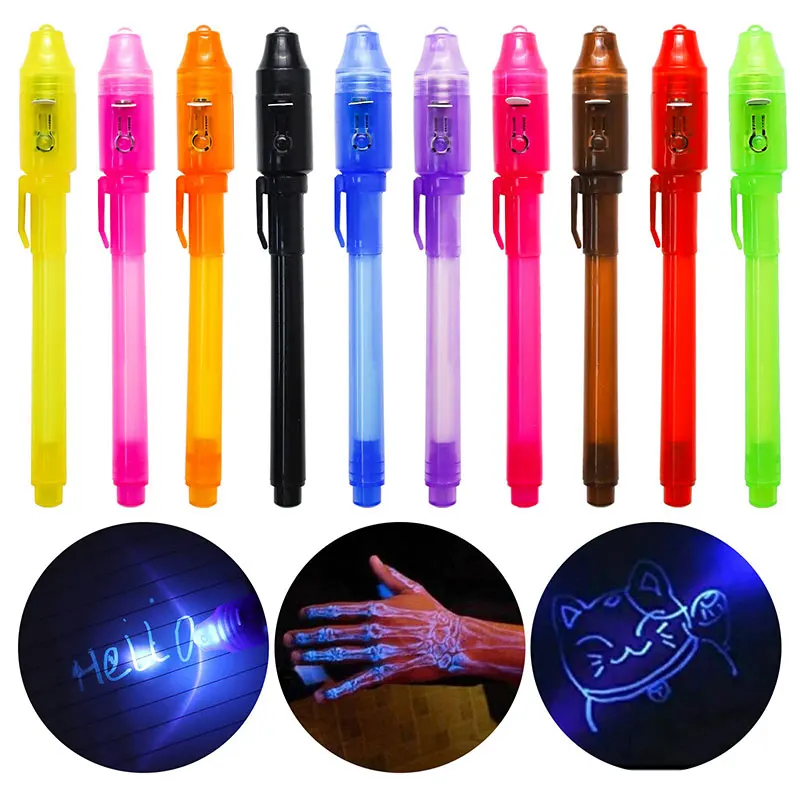 28Pcs Invisible Ink Pens with Light Pen Marker Kid Pens for Secret Message Fun Activity 28pcs cob solar powered motion sensoring light wall flood lights with 3 lighting modes