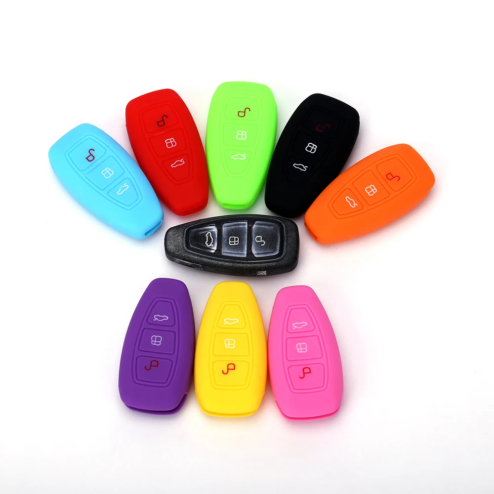 3 Button Silicone Car Key Case Cover For Ford Focus 3 MK3 Mondeo Fiesta Kuga Escape Ecosport 2013 2014 1Pc key case cover,key case,car key shell