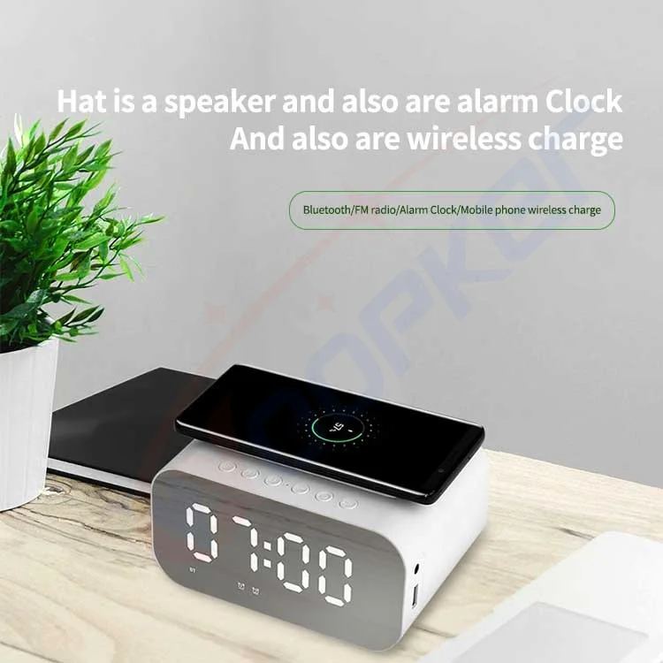Multifunction 15W Wireless Charger 5W Speaker Display Night Light Alarm Clock 20