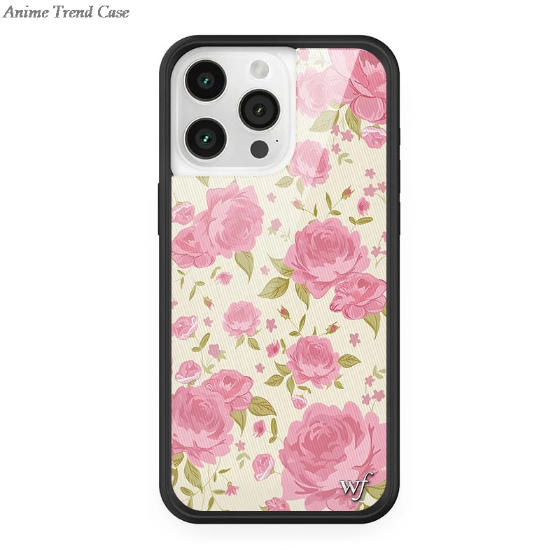 Wildflower 3D WF Metal Logo Flowers Phone Case for iPhone 15