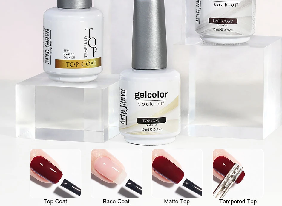 Description Picture 5 of itemArte Clavo 15ml Super Top Coat Gel Nail Polish Base Gel Matte Top Coat Semi-Permanent Varnish Soak Off Nail Art Functional Gel