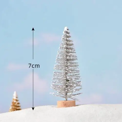 thumbnail image 1 of NUEVO 1 pieza de árbol de Navidad en miniatura, pequeño árbol de sisal artificial con nieve, paisaje arquitectónico, árboles para manualidades navideñas, decoración de mesa, 1 of 5